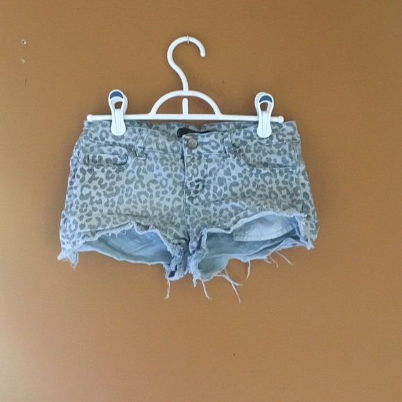 Blue leopard Jean cutoff shorts