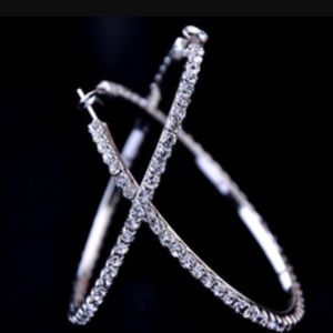 Jumbo Rhinestone Hoop Earrings.