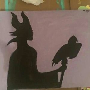 Maleficient Silhouette Hand painted canvas