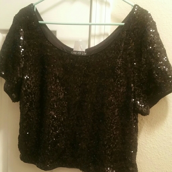 Forever 21 + Black Sequin crop top