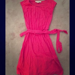 Loft fuchsia cotton mini dress with belt