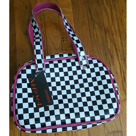 Black and white checkered purse.