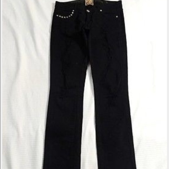 Rich and Skinny distressed black jeans size 26.