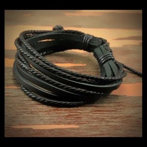Genuine Leather woven rope bracelet black or brown