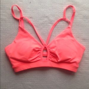 Caged Vibrant Coral Sports Bra