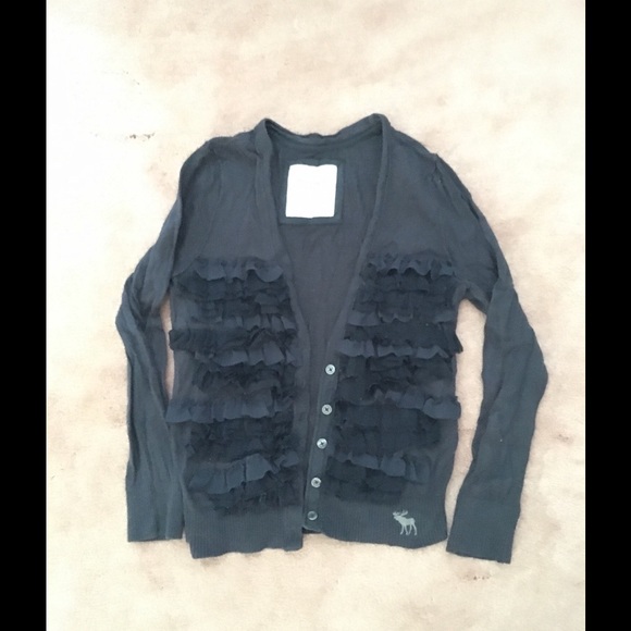 Ruffle detail navy Abercrombie cardigan