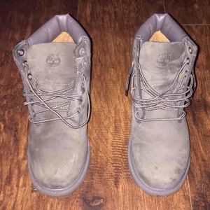 Gray suede timberlands