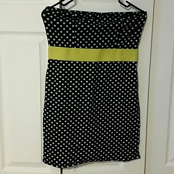 Cute strapless polka dot mini dress