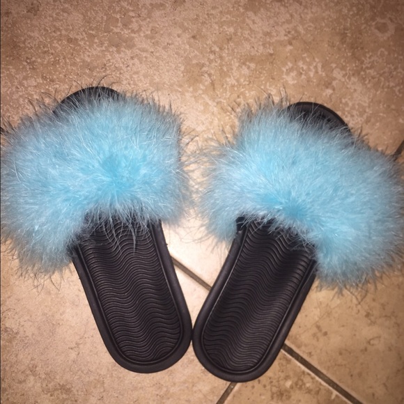 Colorful fur slippers