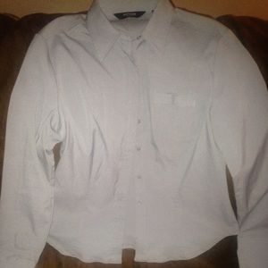 Express Stretch Long Sleeve Gray Blouse