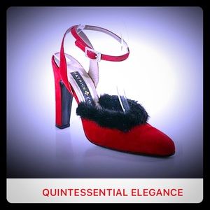 PATRICK COX Mink and Suede Ankle Wrap Heels
