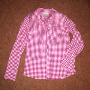 J. Crew Perfect Fit Gingham Pink Button Down