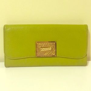 Lime green and zebra print wallet