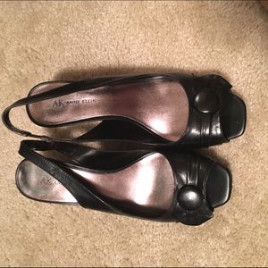 Brand new Anne Klein black peep-toe sling backs