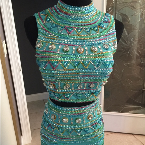 SOLD!!!Tiffany's Designs prom dress 2 piece size 2 - Picture 2 of 3