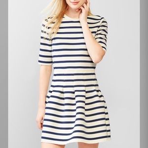 GAP Dresses - Navy & White Stripe Scuba Fit & Flare Dress NWT GAP Dresses - Navy & White Stripe Scuba Fit & Flare Dress NWT