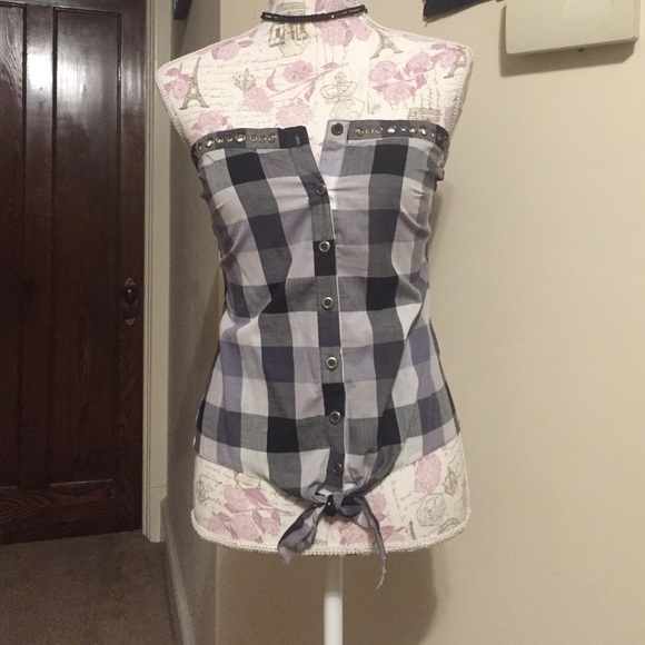 Button up tube top w tie