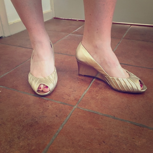 EUC Etienne Aigner Beautiful Metallic Wedges