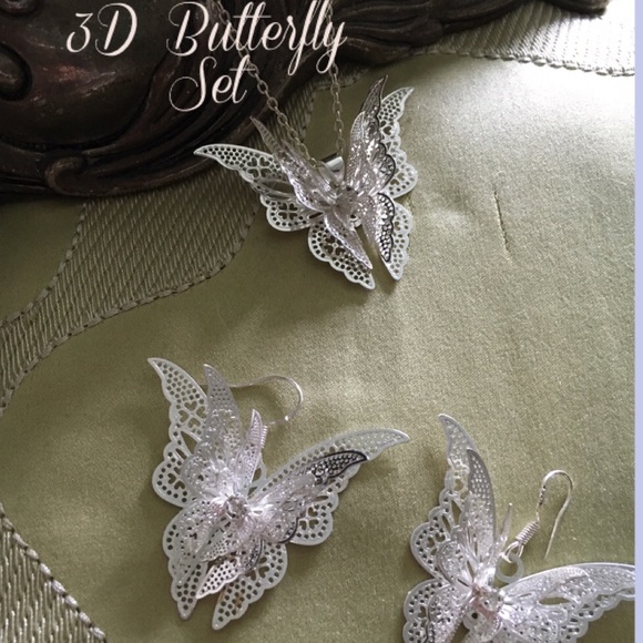 🆕🎉 HP 5/17/17🎉 Gorgeous 3D 925 Butterfly Set