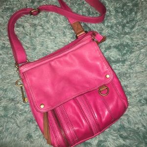 Fossil pink leather crossbody