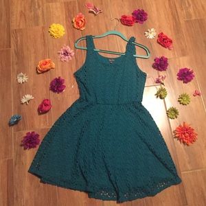Teal green fit and flare lace dress from kohls