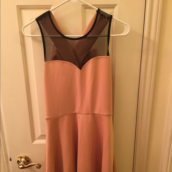 Pink and black skater dress with bow back