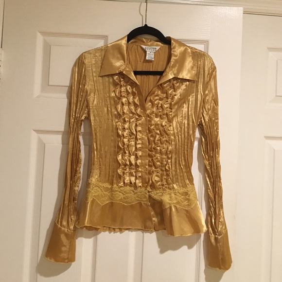 Gold button down shirt
