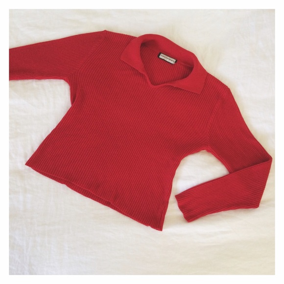❗️LAST CHANCE❗️90s Red Ribbed Collared Sweater