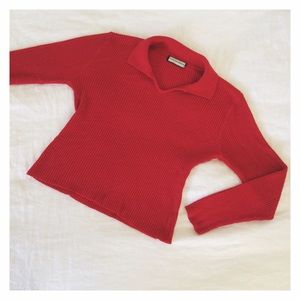 ❗️LAST CHANCE❗️90s Red Ribbed Collared Sweater