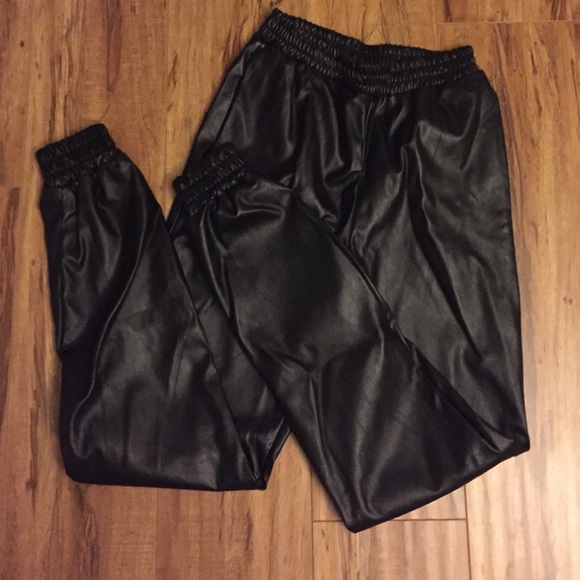 Leather joggers