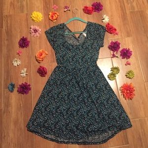 Quirky teal green fit and flare target dress