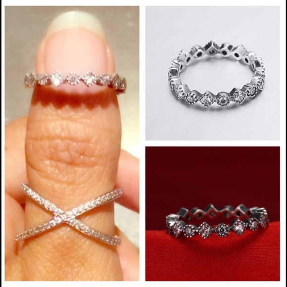 CZ Crystal Pave Right-Hand Flower Fashion Ring in 925  925 Sterling Silver Pave Crystals Flower Ring