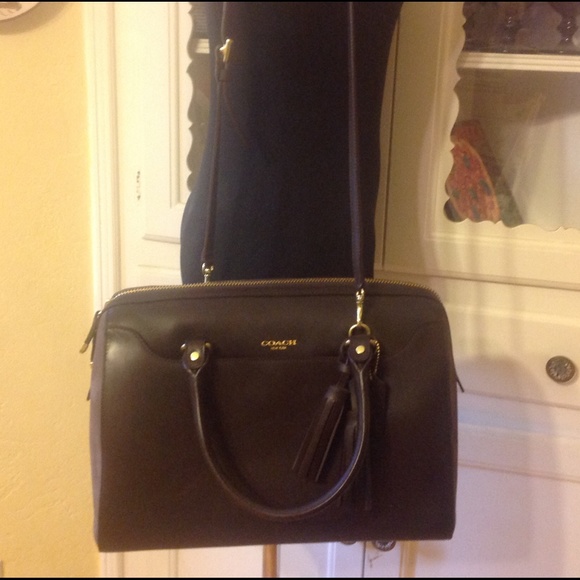 Coach Large Haley in Chocolate Leather, Suede