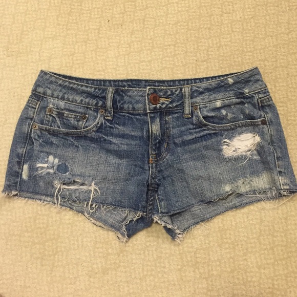 American Eagle Low Rise Distressed Denim Shorts