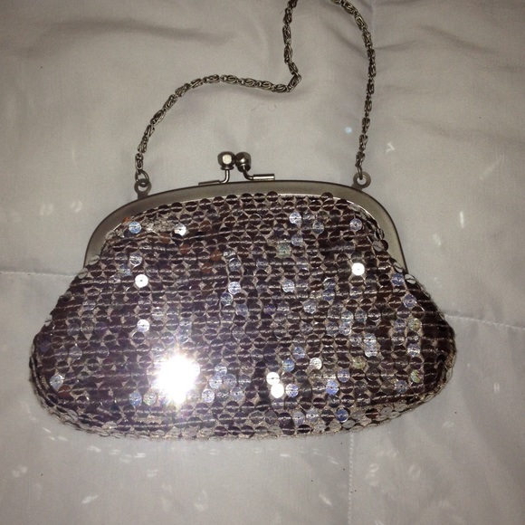 Sequined formal wear bag.