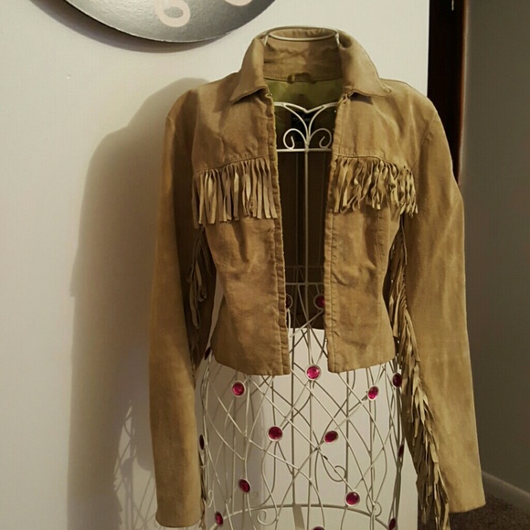Genuine leather lime green fringe jacket