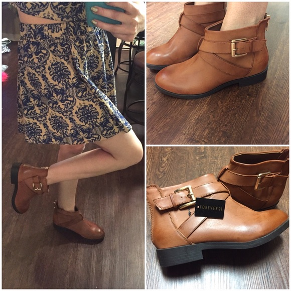 Forever 21 Shoes - Brown Buckle Booties