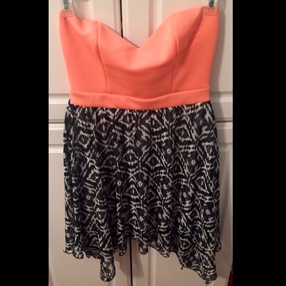 Dress - coral top with tribal bottom - Picture 1 of 3