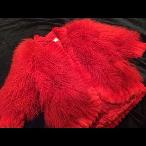 Tibetan lamb dyed red coat