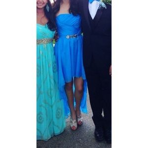 Blue high low prom dress