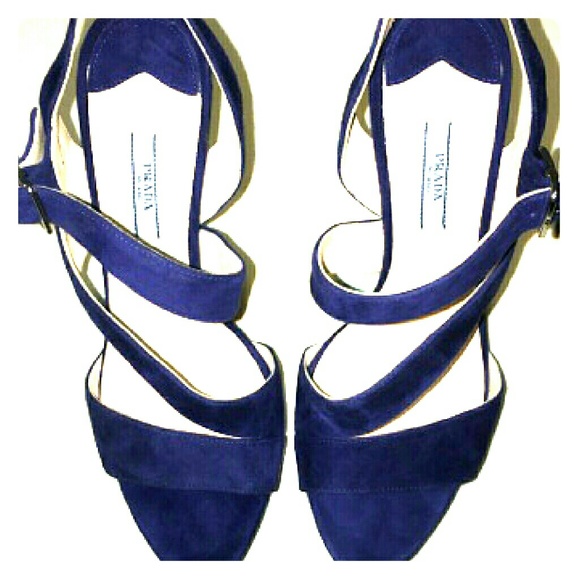 Prada blue suede sandals/heels