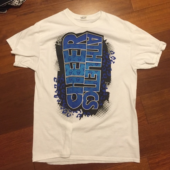White cheer athletics shirt