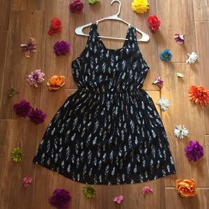 NWOT black feather h&m elastic waist dress