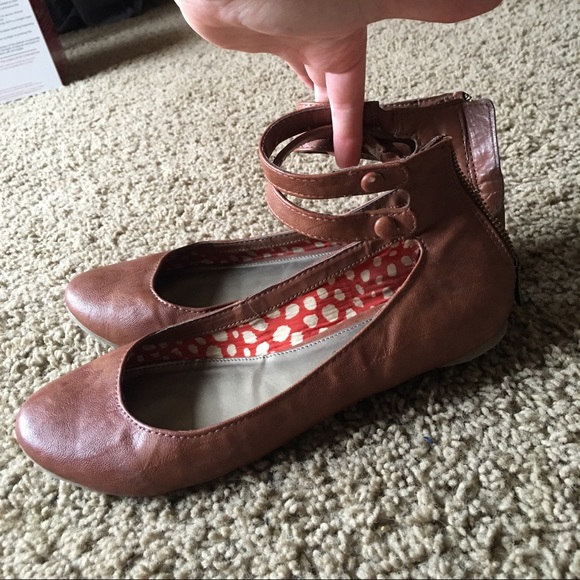 Brown Flats with Ankle Cuffs