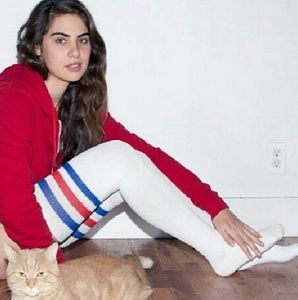 Red White & Blue Striped Thigh High Socks