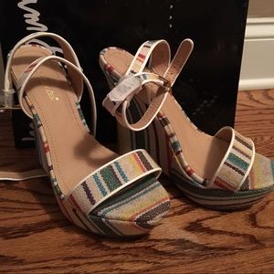Stripe wedge sandal