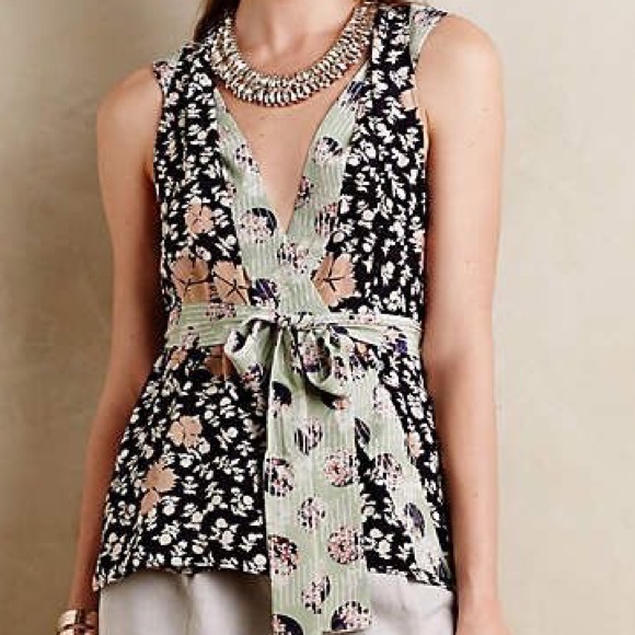 Anthropologie silk wrap top size 4