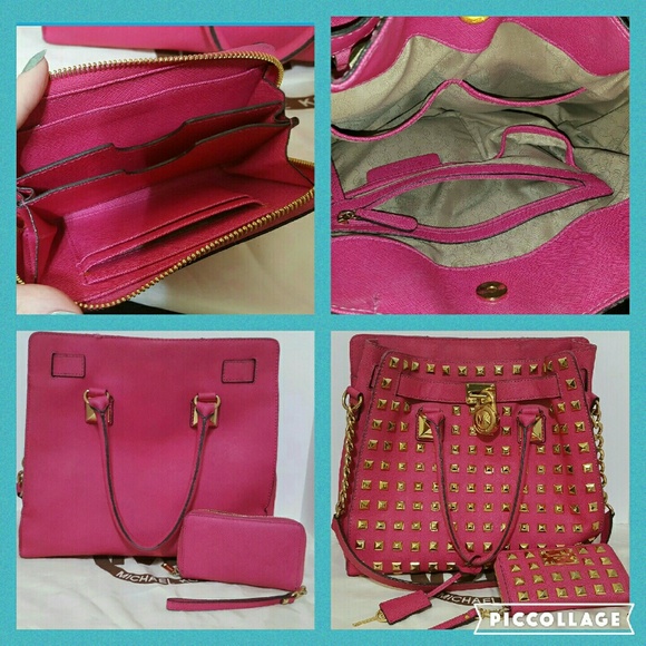 ❌SOLD❌ Leather Pink Studded Large Bag/Wrislet - Picture 2 of 4