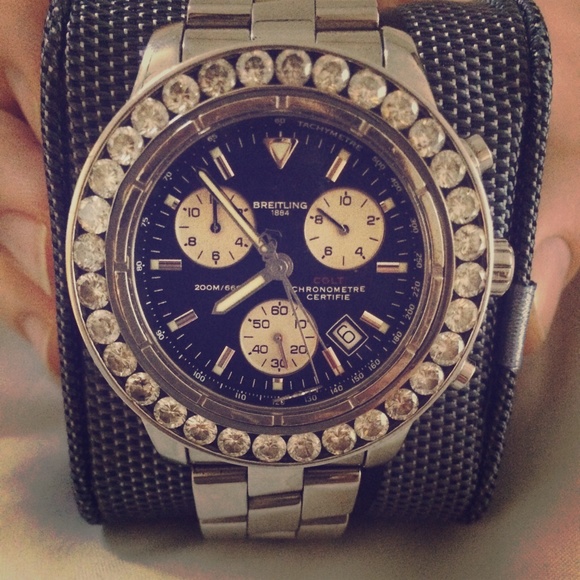 Breitling colt with custom 6 ct. Bezel