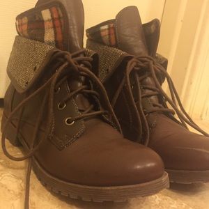 brown combat boots